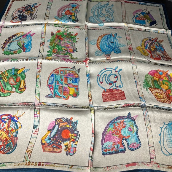 100% silk scarf bandana horse equestrian - Picture 1 of 4